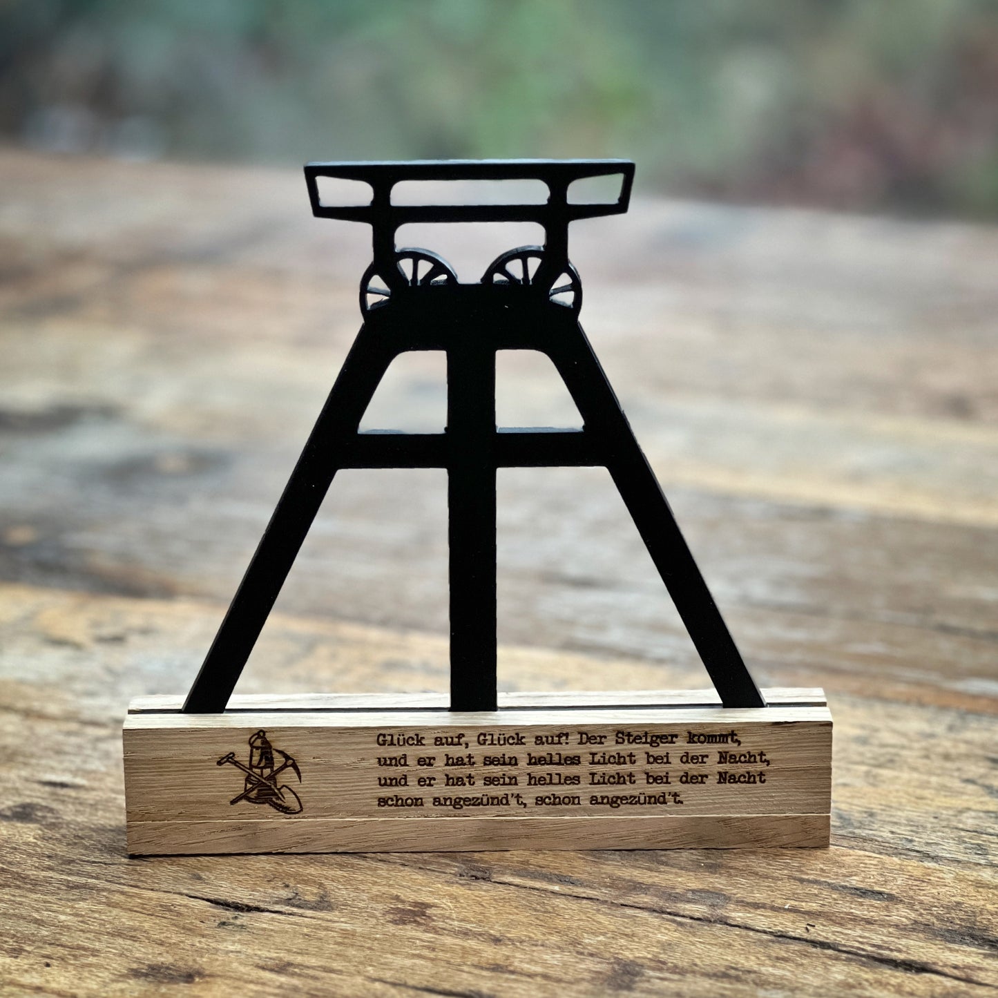 Förderturm "Glück auf" Acryl mit Klötzchenhalter