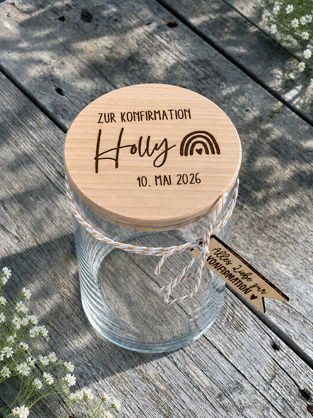 Glas mit personalisiertere Gravur